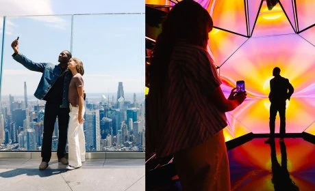 deck x k-room - Edge NYC - Edge NYC Visitors enjoying panoramic views and immersive art at Edge NYC Hudson Yards.