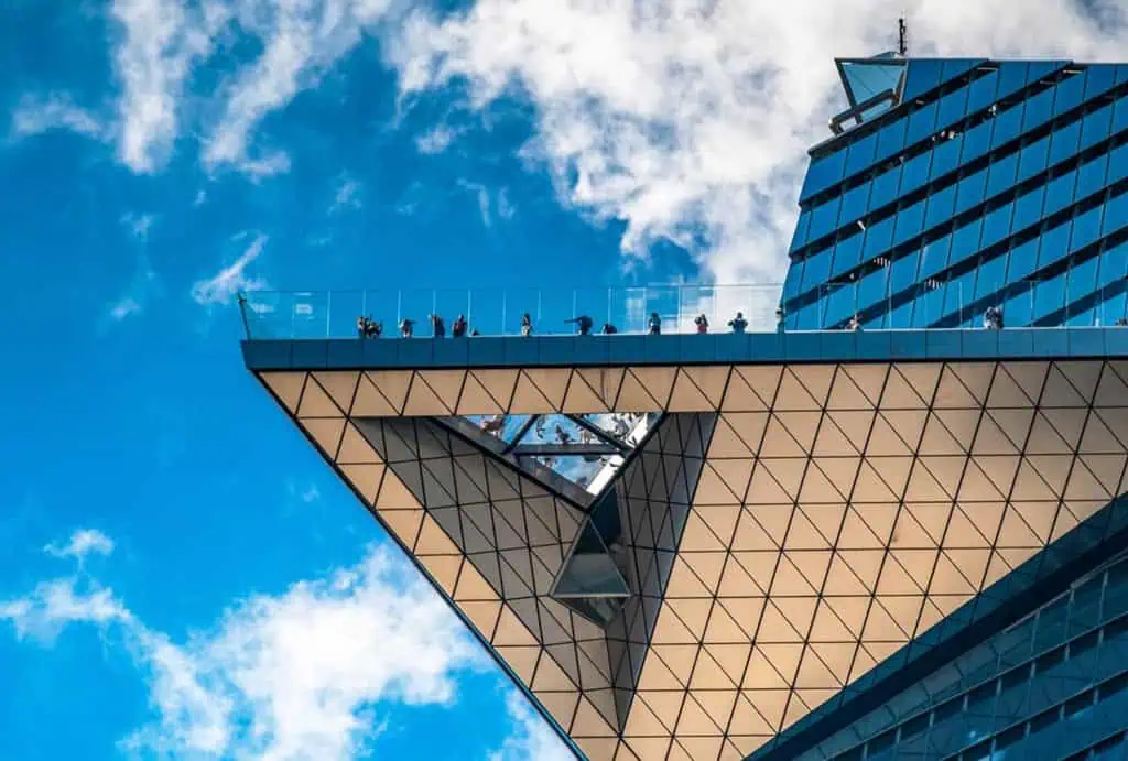 Hudson Yards The Edge from below on a sunny day
