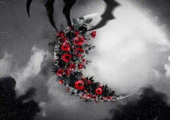 moon with flowers