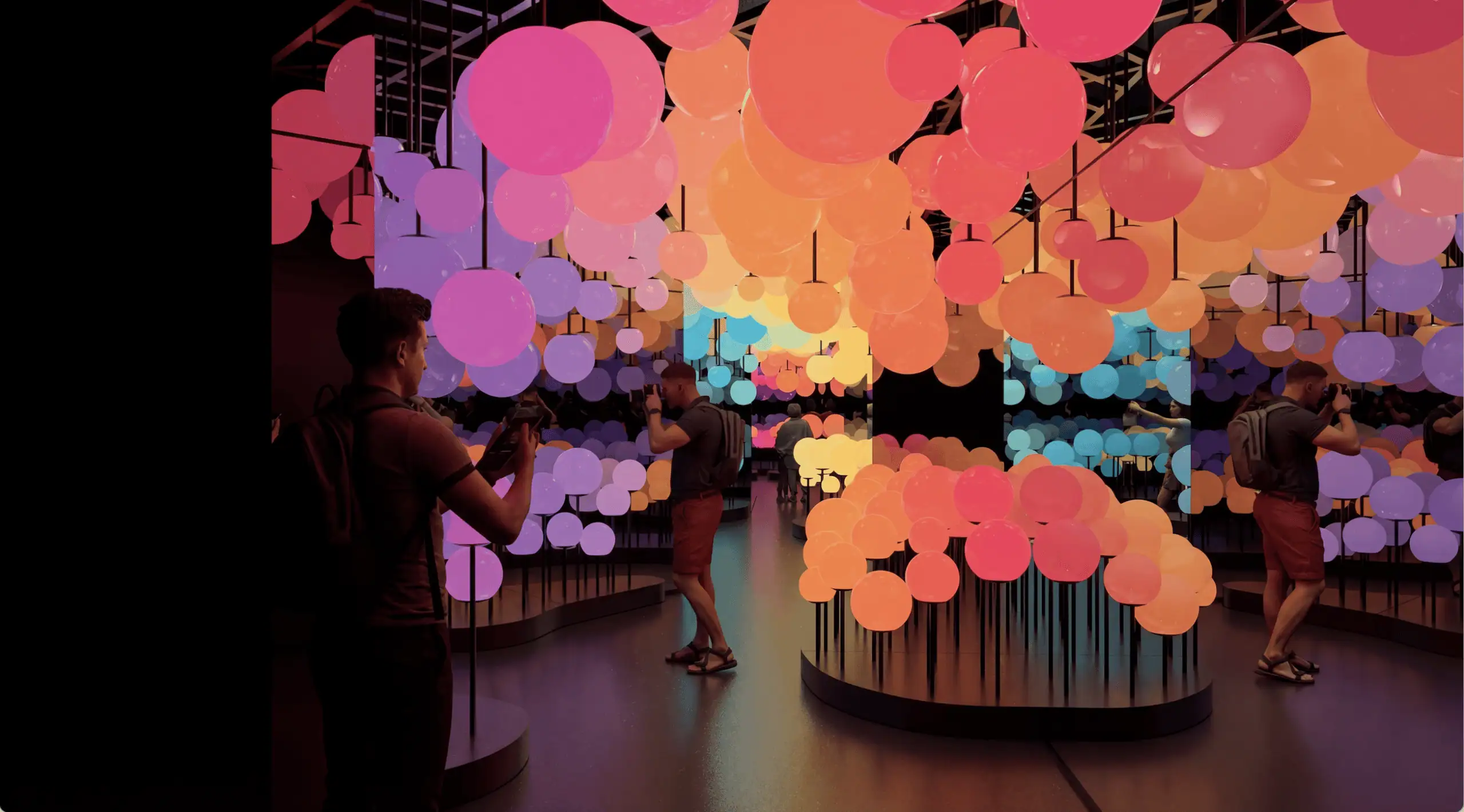 Rendering of a glowing orb immersive installation at Edge NYC