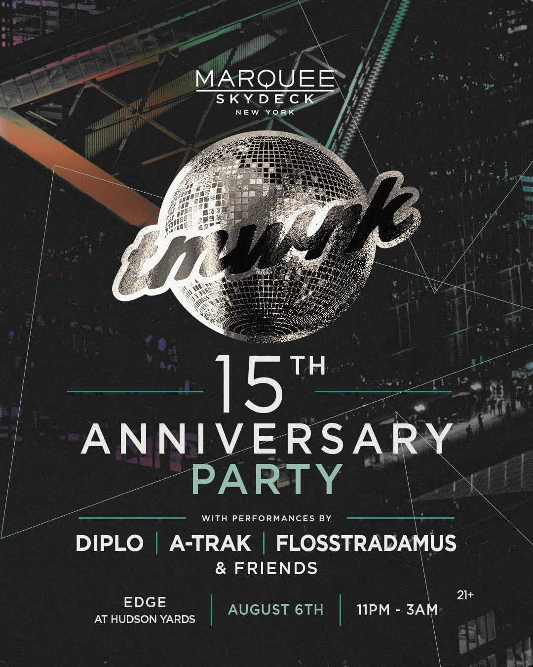 EmoTrance 15th Anniversary Party at Edge NYC on August 6th, 11PM-3AM.